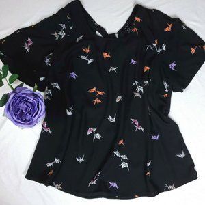 TORRID Women's Origami Black Blouse Top Sz…